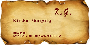 Kinder Gergely névjegykártya